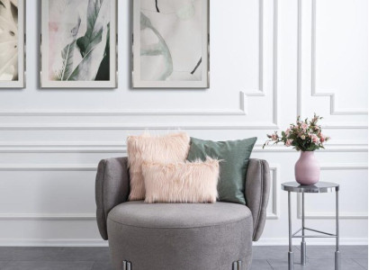 Gray Upholstery Armchair Living room Single Seater Textile Armchair Lounge Furniture