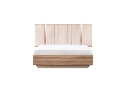 Bed frame Bed Double bed with bed base Beige Fabric Luxury Modern