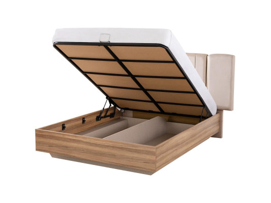 Bed frame Bed Double bed with bed base Beige Fabric Luxury Modern