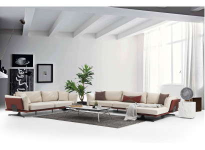 Sofa set Corner sofa L-shape 3 Seater Beige Modern Fabric Sofas Set Corner