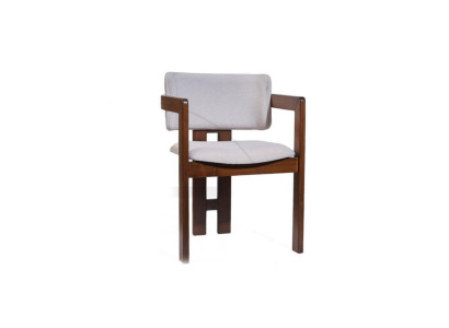 White -Brown Dining room chair Designer upholstered chair Modern single seater