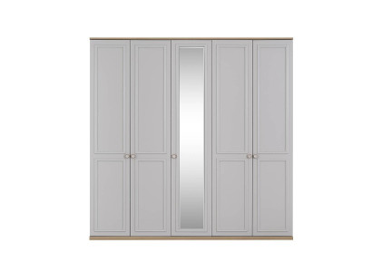Wardrobe Bedroom Cabinet Wardrobe Gray Wood Mirror 5 Doors