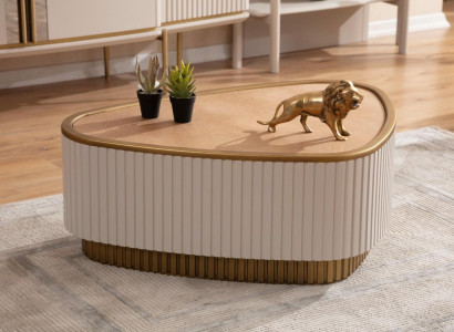 Triangular Coffee table White -Brown Living room Coffee tables Wooden tables