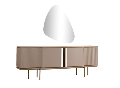 Beige Dining room Sideboard 2 Doors Luxurious Mirror Modern Wood Furniture