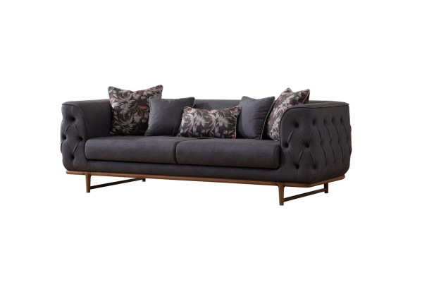 Black Chesterfield Sofa Designer Bed function Living room 3-Seater