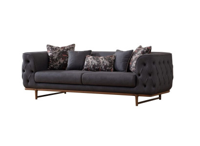 Black Chesterfield Sofa Designer Bed function Living room 3-Seater