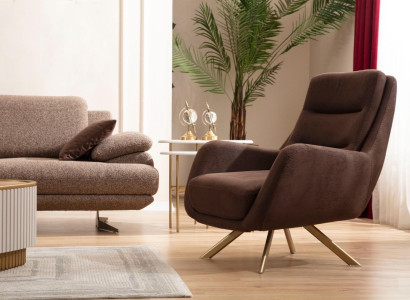 Brown Velor Armchair Modern Armchair Living room Textile Furniture