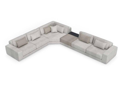 Gray Corner sofa L-shape Living landscape Couch Furniture Textile Wood Sofa Couches