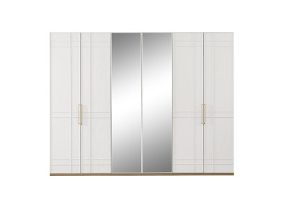 Cabinets Clothes Wardrobe White Wood Mirror 6 doors new