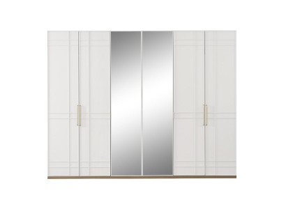 Cabinets Clothes Wardrobe White Wood Mirror 6 doors new