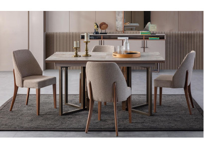 Suite Dining room Dining set Dining corner Dining table Chairs Wood Gray 7 pieces