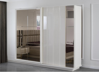 White Wardrobe wardrobe wooden cabinet mirror cabinet new