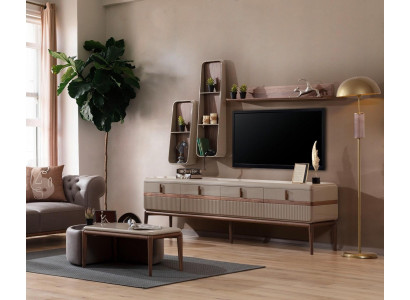 Designer TV cabinet -Lowboard Luxurious Shelves Stylish Living room Wood Furniture