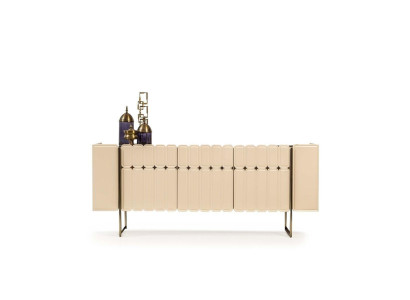 Beige Wood Sideboard Designer Chest of drawers Sideboard Wooden Cabinet Luxury Furniture