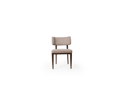Designer Beige Textile Chair Dining room Brown Wooden Feet Designer Furniture