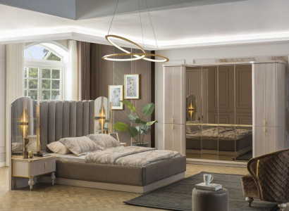 Luxurious Bedroom Designer Double bed Wardrobe Bedside tables