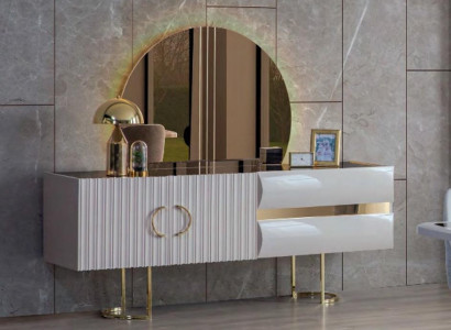 Designer White stainless steel Sideboard Modern Dining room Wood Noble Chest of drawers