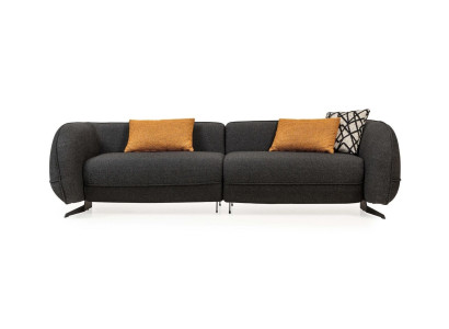 Gray three-seater upholstered sofas designer couch fabric sofa textile couches