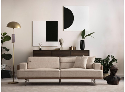 exclusive s Beige Sofa 3 Seater Modern Furniture Living room Upholstery Couch