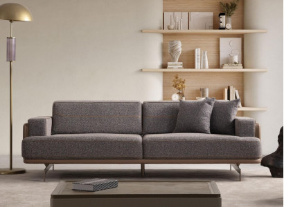 Gray three-seater luxurious living room couches designer 3-seater sofa