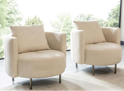 Beige Textile Armchair Designer Club Chair Cocktail Chair Upholstery Furniture