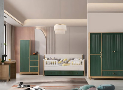 Stylish Childrens room Set Consists of Bed 2х Wardrobe Desk