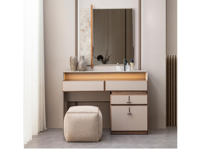 Suite Make-up Console Dressing Table Mirror Console Table Gray 3 Pieces