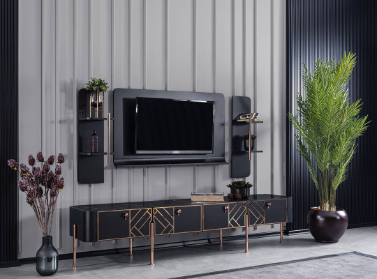 Black Living room Furniture Designer TV cabinet Sideboard Luxury TV frame shelves