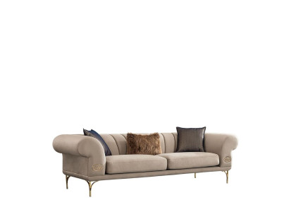 Beige three-seater luxury upholstered couch Living room seating furniture 3-Seater new