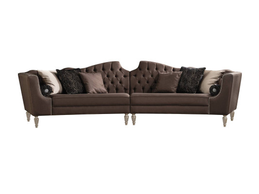 Brown living room five seater designer Chesterfield luxury upholstered sofa