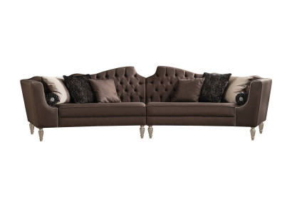 Brown living room five seater designer Chesterfield luxury upholstered sofa