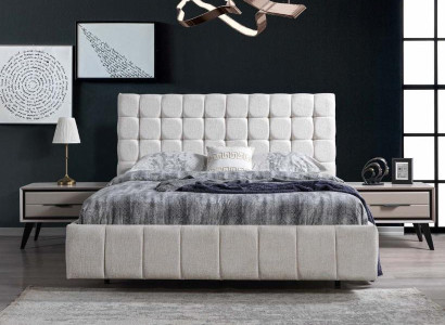 exclusive s Bedroom Set White Double bed Luxury 2x Wood Bedside tables