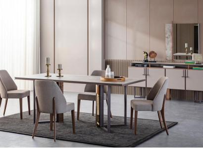 Dining set dinette Dining table Chairs Wood Gray Dining room 9-piece sideboard