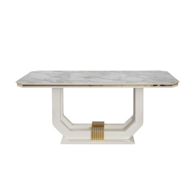 White Dining room table Designer stainless steel table Modern wooden table new