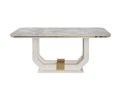 White Dining room table Designer stainless steel table Modern wooden table new