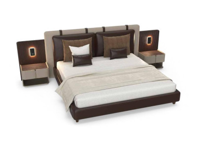 Luxury Bedroom Bedside table Beds Bed 3pcs. Complete Set Design Furnishings