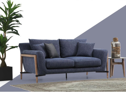 Four Seater Sofa 4 Seater Fabric Sofas Modern Design Living room Blue