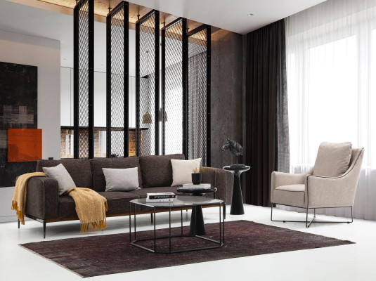 Sofa set 2 Seater Armchair Two-seater Gray Fabric Sofas Modern Design