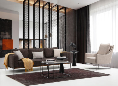 Sofa set 2 Seater Armchair Two-seater Gray Fabric Sofas Modern Design