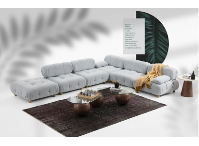 Corner sofa Sofa Fabric Living room Sofas Corner Gray Modern Polyester Design