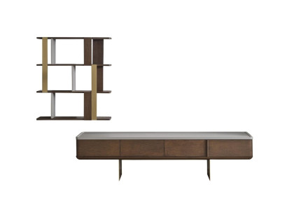 Brown Living room Set Stable TV Wardrobe Designer Wood Storage Shelves