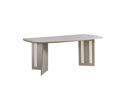 Beige Dining table Modern wooden furniture Semi-oval table Designer Dining room table