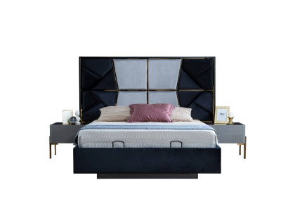 Gray Bedroom Suite Designer Double bed 2x Bedside tables 3tlg new