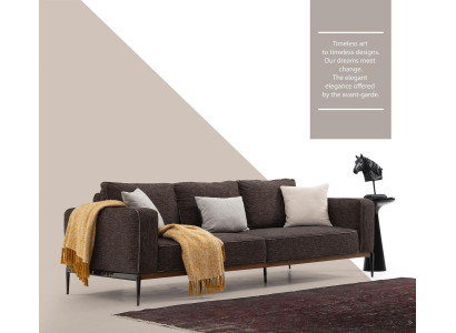 Four Seater Sofa 4 Seater Fabric Sofas Modern Design Living room Gray