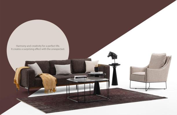 Four Seater Sofa 4 Seater Fabric Sofas Modern Design Living room Gray