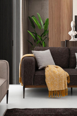 Four Seater Sofa 4 Seater Fabric Sofas Modern Design Living room Gray