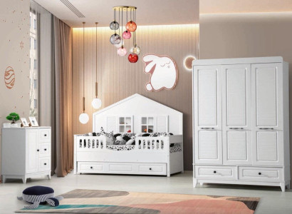 Stylishly Complete Youth Room Luxury Childrens Room Set 3pcs White Color