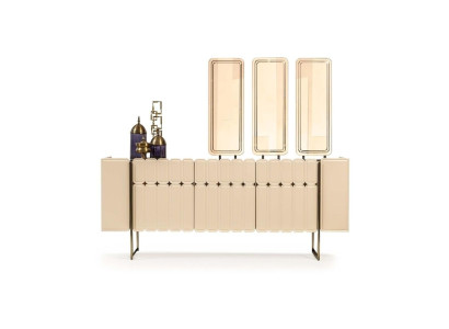 Modern Beige Sideboard Luxurious Sideboard exclusive x3 Mirror 4-piece