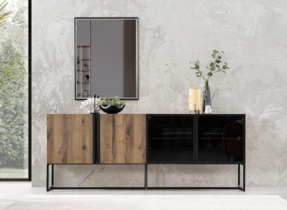 Sideboard Sideboard with Mirror Group Chest of drawers Wood Brown Dining room