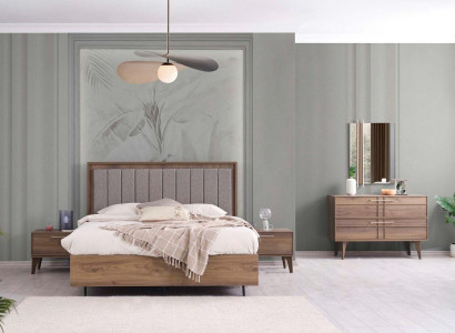 Suite Complete e Double bed Wood 5tlg Bedroom Brown Bed Modern